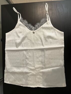 White Lace Trim Tank Top